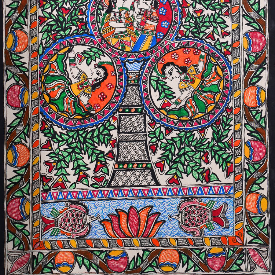 Prem Vriksha - Madhubani Painting - view 5, handmade Madhubani painting from India