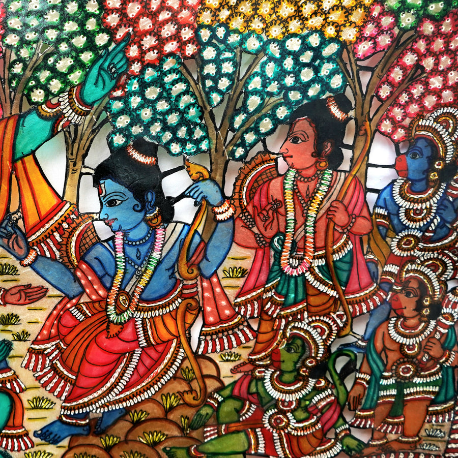 Ramayana Forest Assembly - Tholu Bommalata Leather Art - view 5, handmade Tholu Bommalata leather puppet art from India