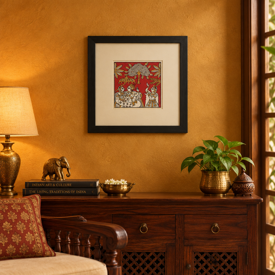 Royal Dance Under the Tree - Phad Painting - view 3, handmade Phad painting from India
