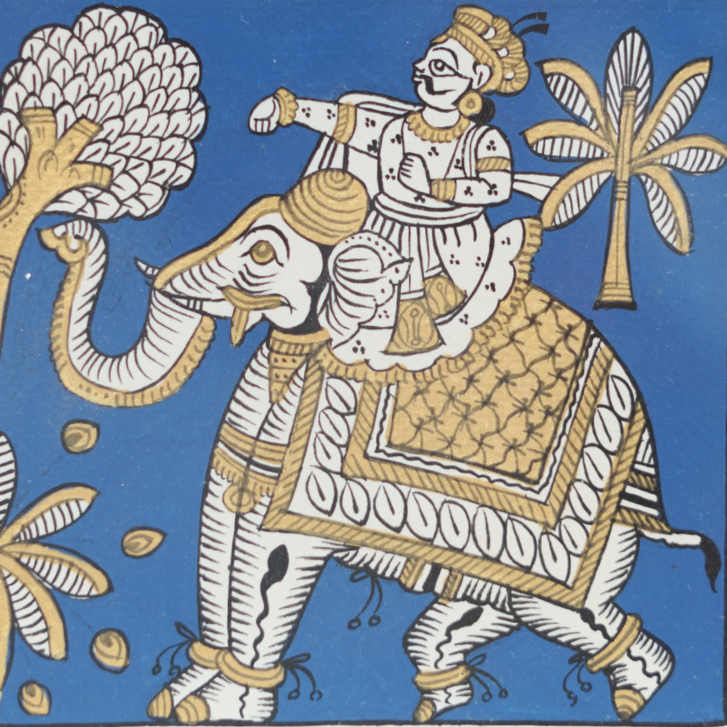 Royal King on Elephant - Phad Painting - view 2, handmade Phad painting from India