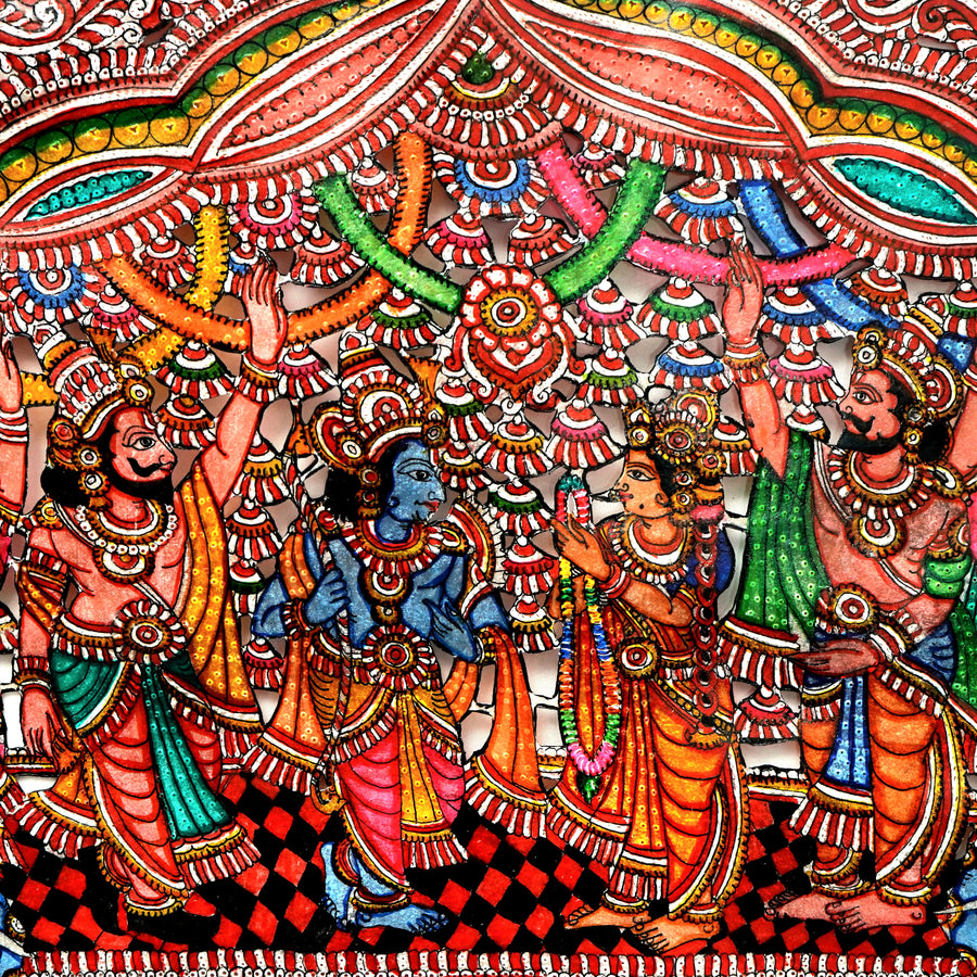 Sita Ram Swayamvar - Tholu Bommalata Leather Art - view 3, handmade Tholu Bommalata leather puppet art from India