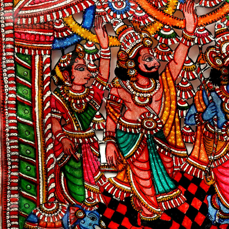 Sita Ram Swayamvar - Tholu Bommalata Leather Art - view 4, handmade Tholu Bommalata leather puppet art from India
