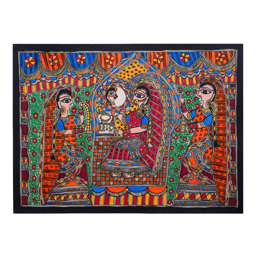 Solah Shringar - Madhubani Painting - view 3, handmade Madhubani painting from India