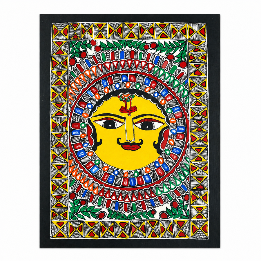 Surya Mandala - Madhubani Painting - view 2, handmade Madhubani painting from India