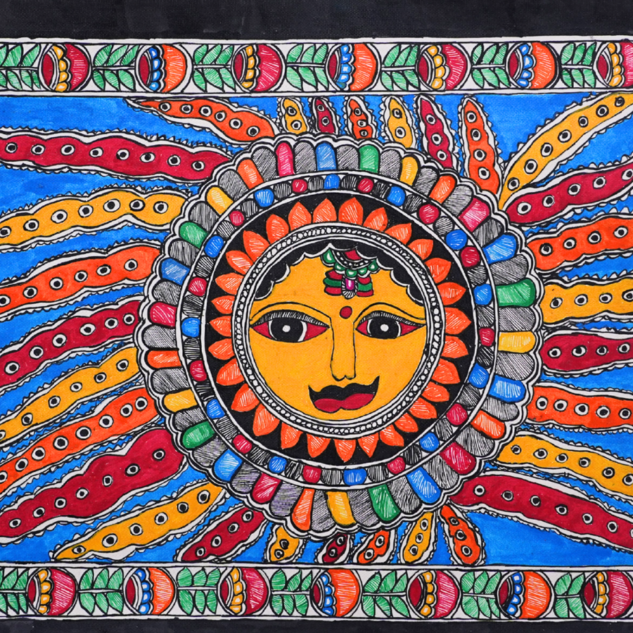 Surya Prabha - Madhubani Painting - view 4, handmade Madhubani painting from India