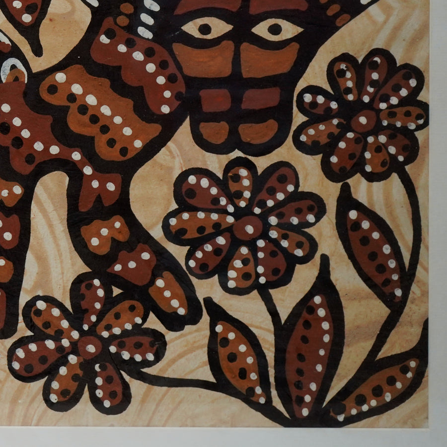 Tribal Wildlife - Sohrai Painting with Wooden Frame - view 4, handmade Sohrai tribal painting from India