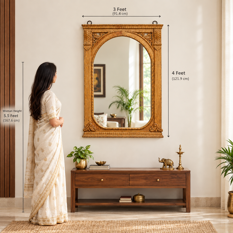 Wall Mirror - Wooden Décor, handmade wooden decor from India