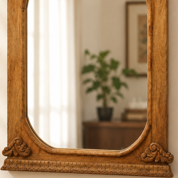 Wall Mirror - Wooden Décor - view 3, handmade wooden decor from India