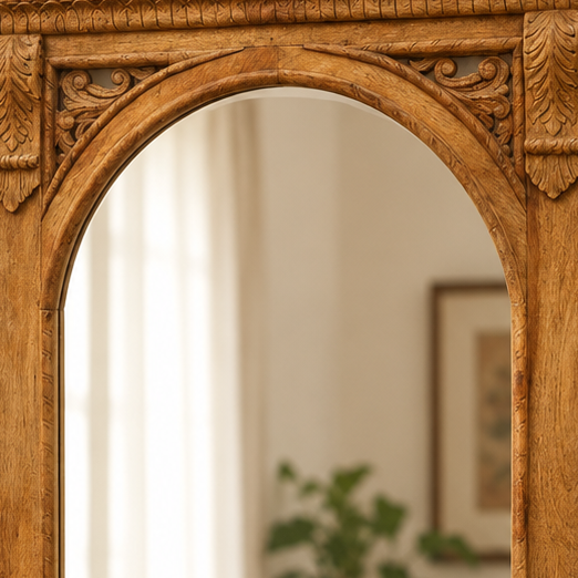 Wall Mirror - Wooden Décor - view 4, handmade wooden decor from India