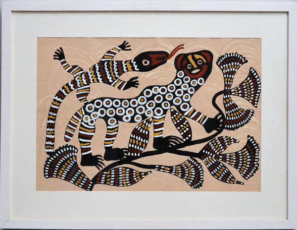 Wildlife - Authentic Sohrai Painting with wooden frame - view 2, handmade Sohrai tribal painting from India