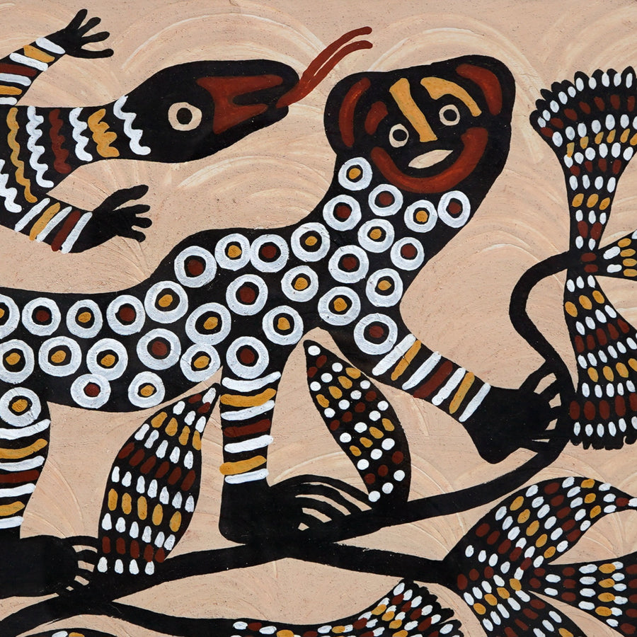 Wildlife - Authentic Sohrai Painting with wooden frame - view 3, handmade Sohrai tribal painting from India