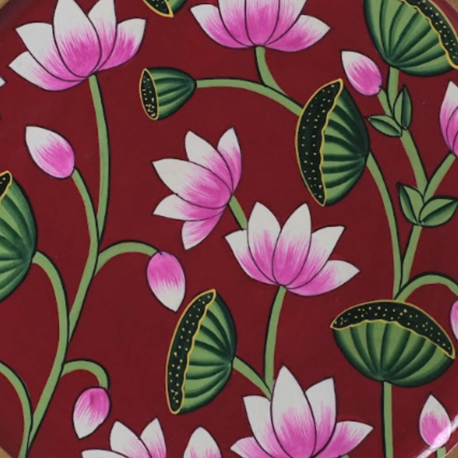 Wooden Wall Kamal Vatika - Pichwai Painting - view 2, handmade pichwai painting from India