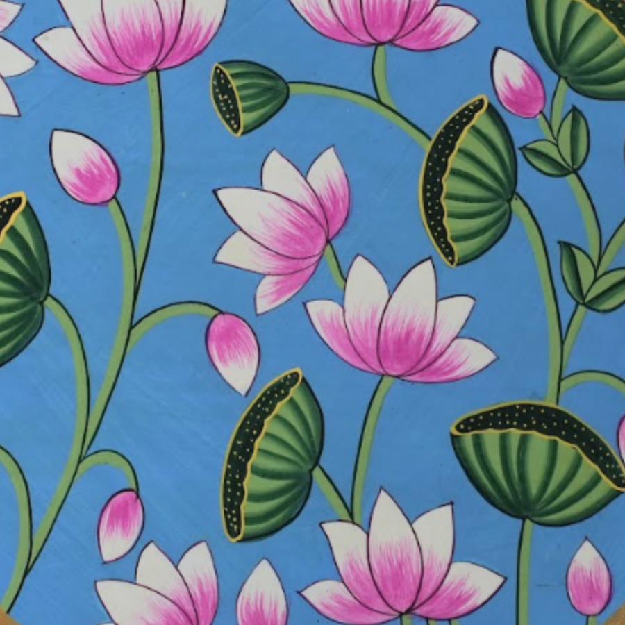 Wooden Wall Pink Lotus - Pichwai Painting - view 2, handmade pichwai painting from India