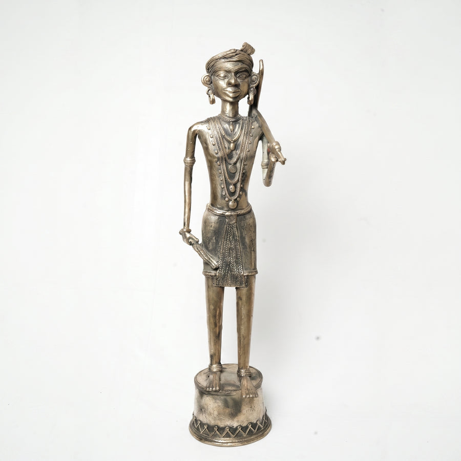 Tribal Working Couple with Baby – Dhokra Metal Art