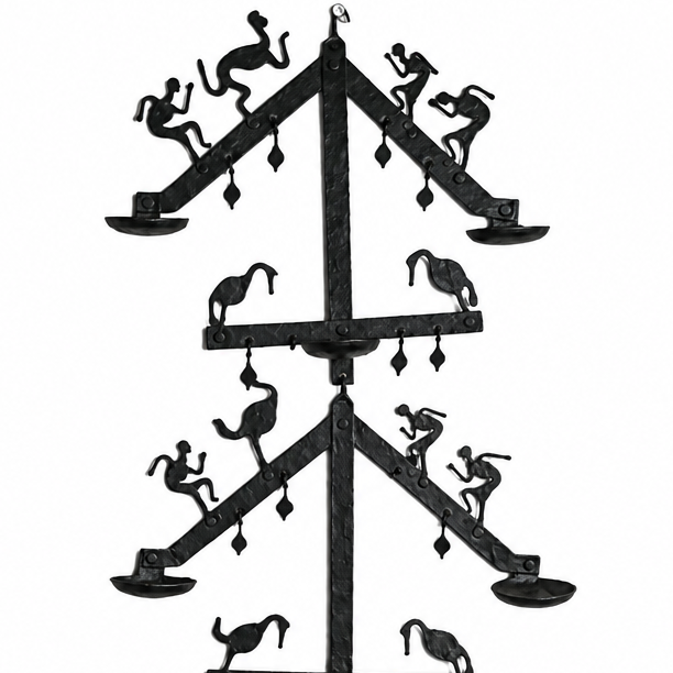 Wrought Iron Decorative Wall Hanging with Candle Stand - Tribal Art - view 3, handmade Bastar wrought iron art from India