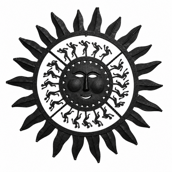 Wrought Iron Radiant Sun - Tribal Wall Art, handmade Bastar wrought iron art from India