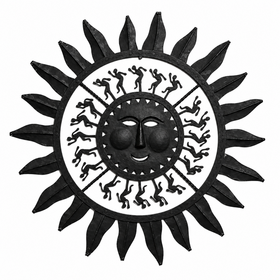 Wrought Iron Radiant Sun - Tribal Wall Art, handmade Bastar wrought iron art from India