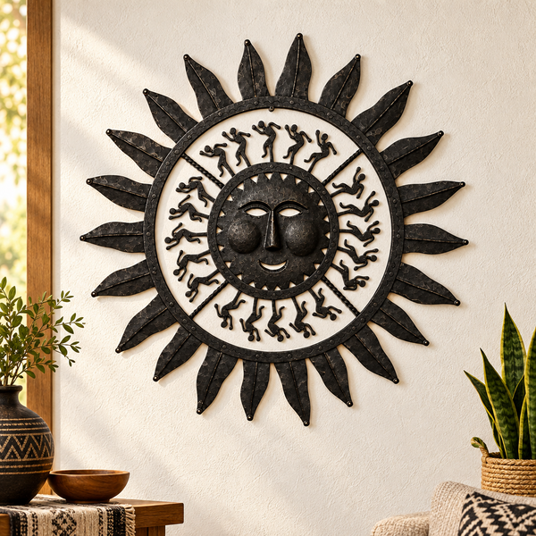Wrought Iron Radiant Sun - Tribal Wall Art - view 2, handmade Bastar wrought iron art from India