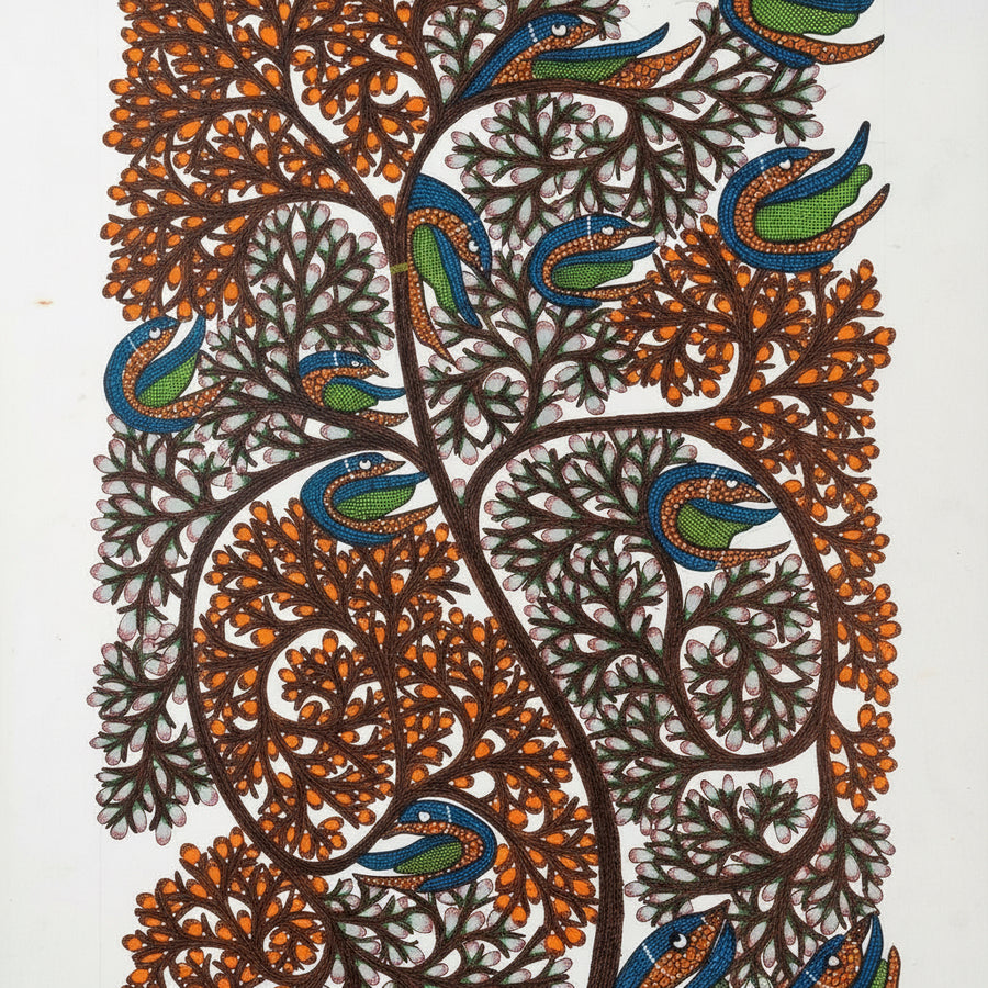 Peacocks in the Forest – Gond Paper Painting