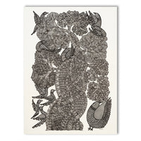 Bird Among Blossoming Branches – Gond Paper Painting