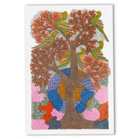 Birds in the Blossoming Tree – Gond Paper Painting