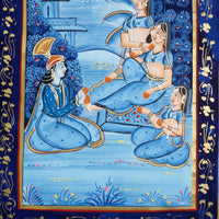 Midnight Devotion by the Yamuna – Rajasthani Miniature Painting