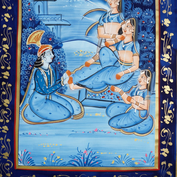 Midnight Devotion by the Yamuna – Rajasthani Miniature Painting