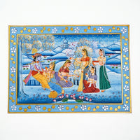Krishna's Divine Gathering with Gopis – Rajasthani Miniature Painting