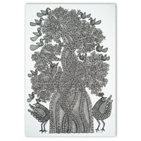 Birds Around the Forest Tree – Gond Paper Painting