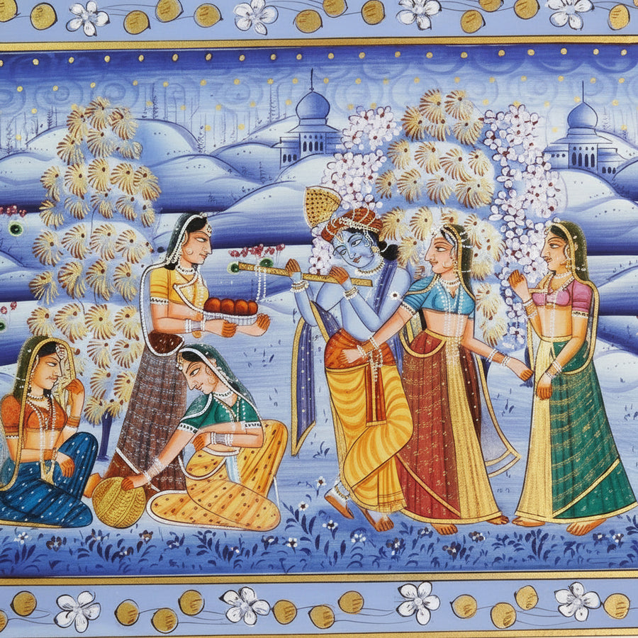 The Offering of Divine Devotion – Rajasthani Miniature Painting