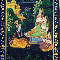 Krishna in the Moonlit Grove – Rajasthani Miniature Painting
