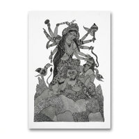 Goddess Durga Slaying Mahishasura – Gond Paper Painting