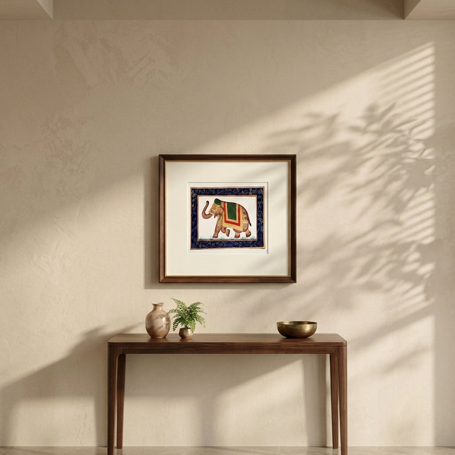 The Majestic Tusker – Rajasthani Miniature Painting