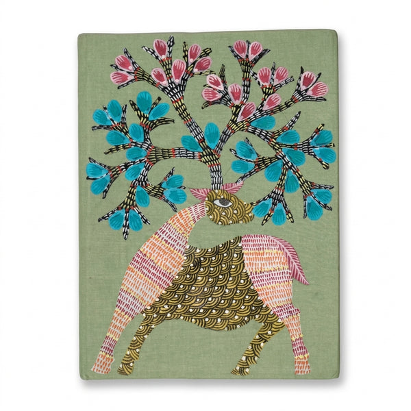 Graceful Deer – Handmade Gond Art Diary