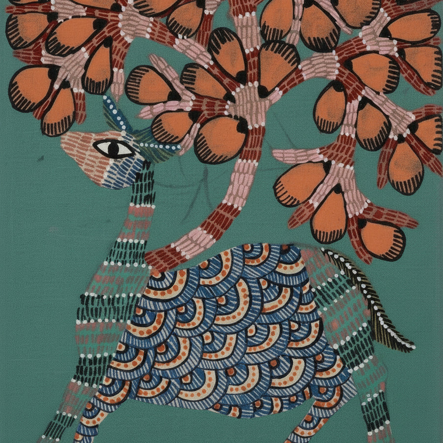 Vibrant Deer – Handmade Gond Art Diary