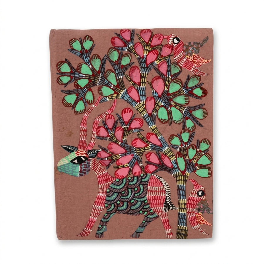 Forest Deer – Handmade Gond Art Diary