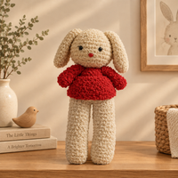 Crochet Bunny Plush – Red Handmade Art
