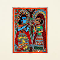 Radha Krishna with Flute – Madhubani Painting