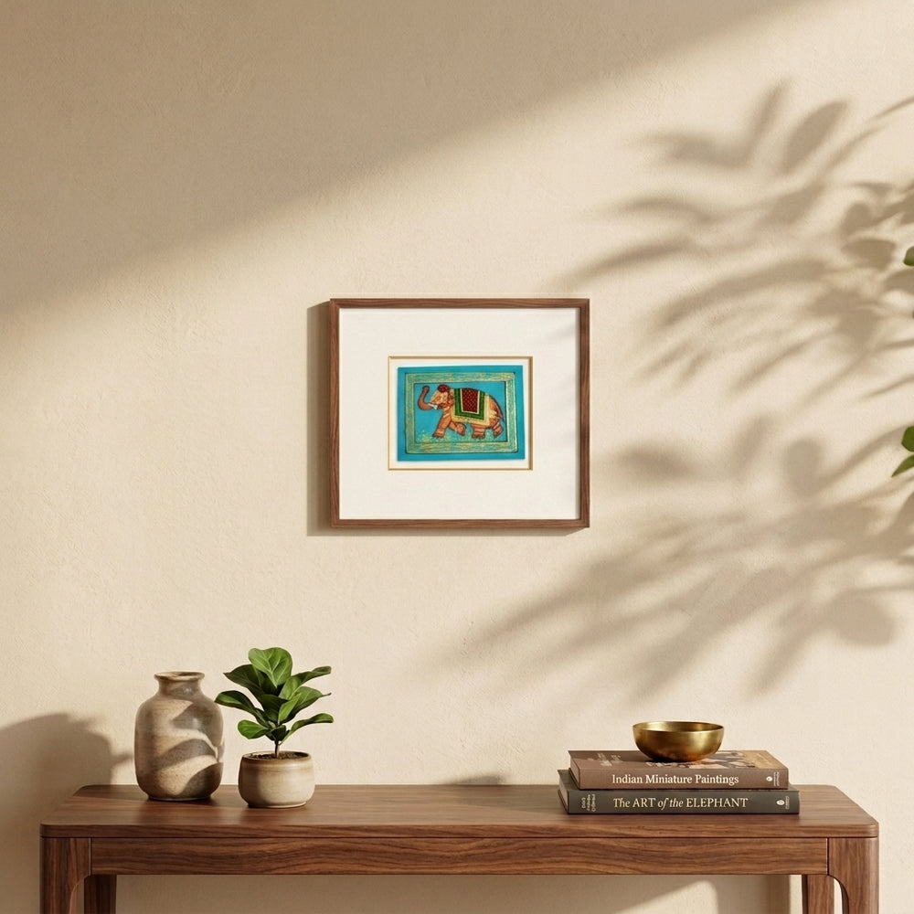 The Crowned Elephant – Rajasthani Miniature Painting