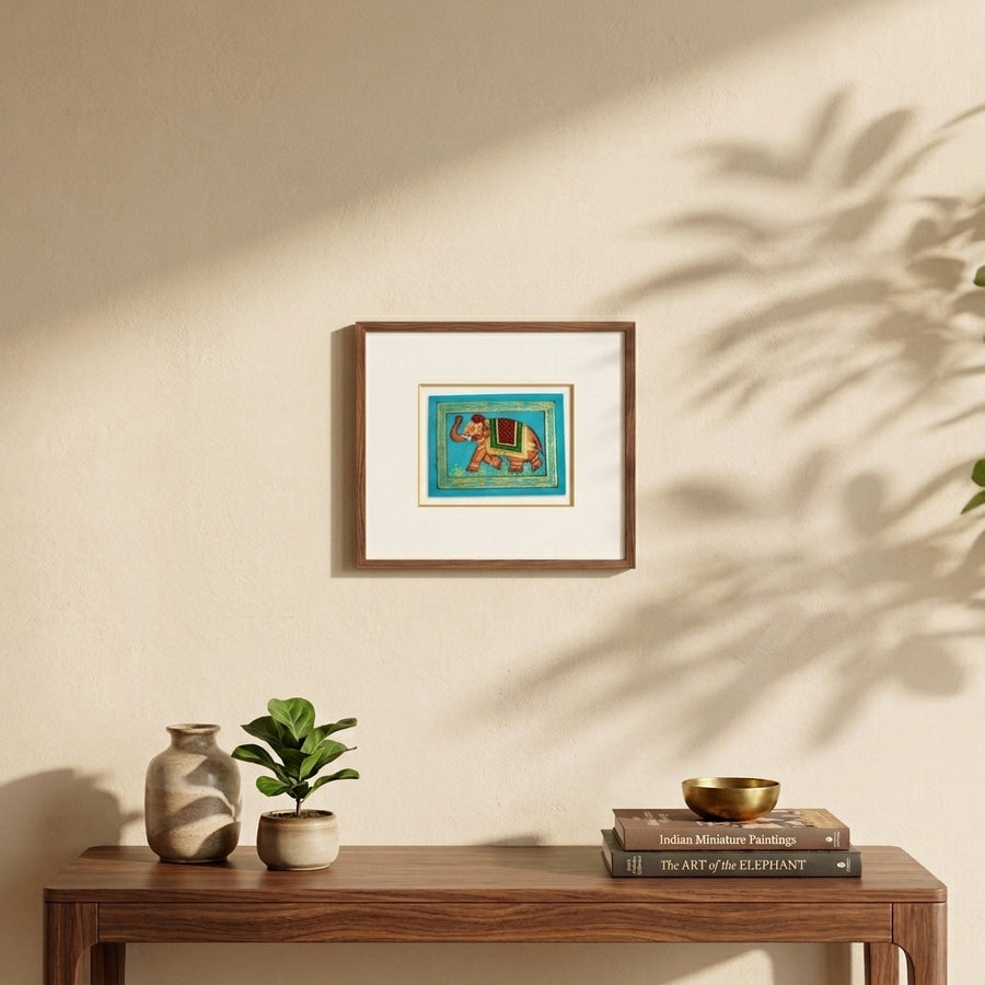 The Crowned Elephant – Rajasthani Miniature Painting