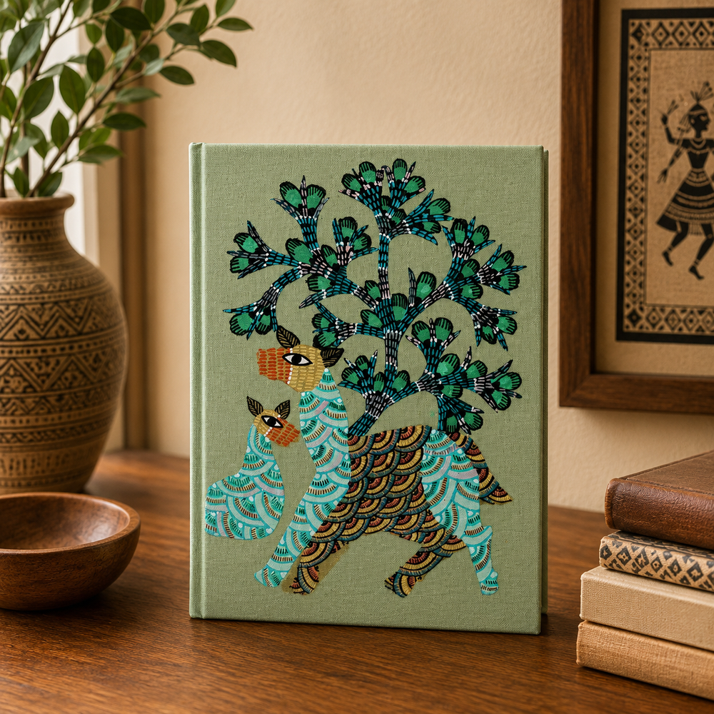 Whimsical Deer – Handmade Gond Art Diary