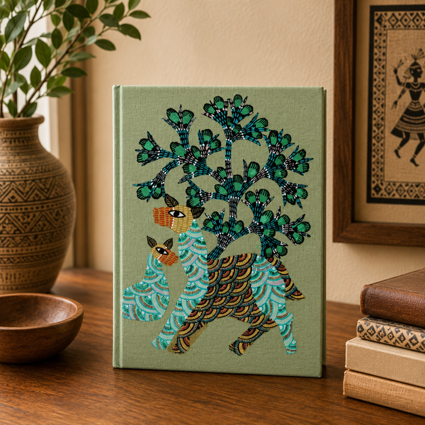 Whimsical Deer – Handmade Gond Art Diary