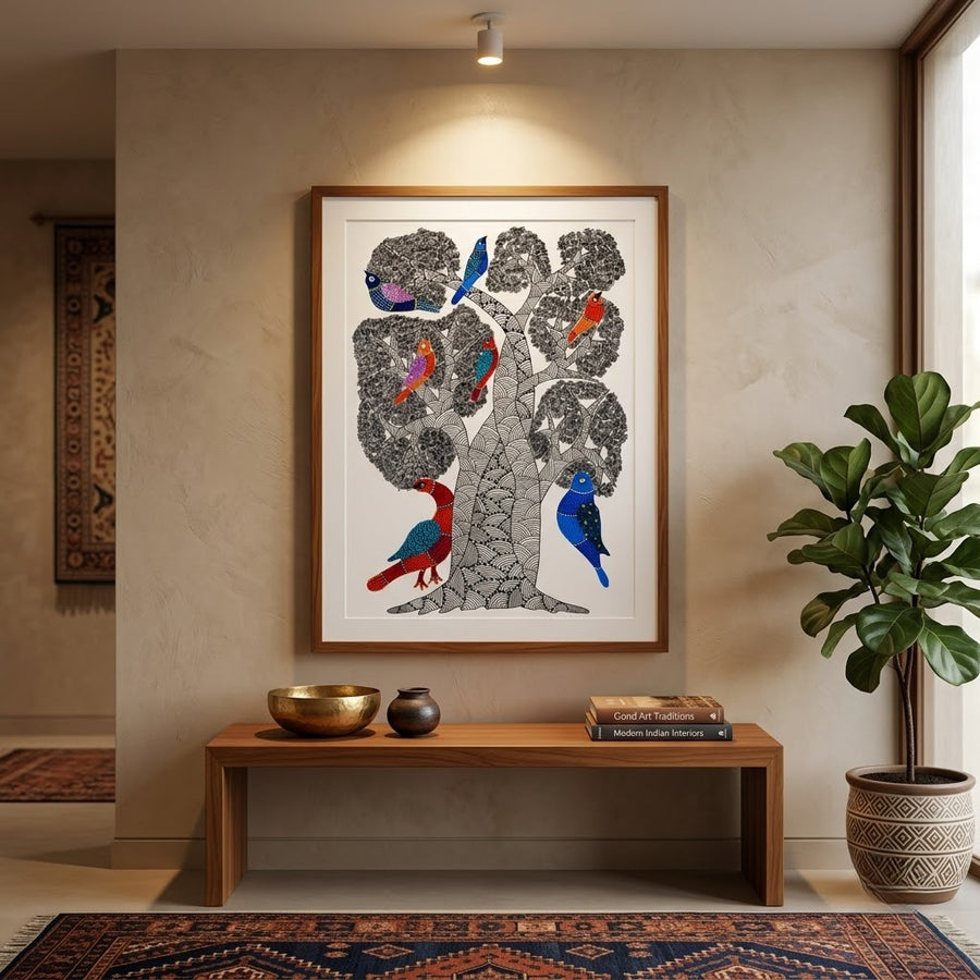 Trees in Harmony – Gond Paper Painting