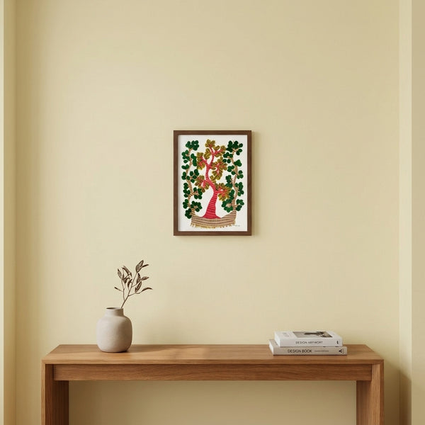 The Three-Branch Tree – Gond Paper Painting