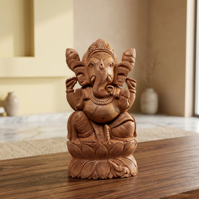 Divine Lord Ganesha – Wooden Carved Sculpture