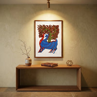 Companions Beneath the Tree – Gond Paper Painting