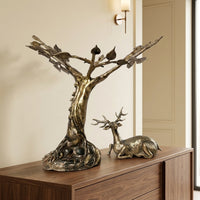Sitting Deer Near the Tree (Dhokra Rock) – Dhokra Metal Art