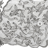 Pond with Snakes & Fish – Gond Paper Painting