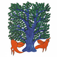 Tree and Two Birds – Gond Paper Painting