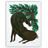 Tree and Animal – Gond Paper Painting